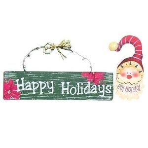 Happy Holidays Santa Clause‎ Christmas Door Wooden Hanging Decorations